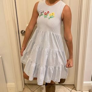 Embroidered denim dress